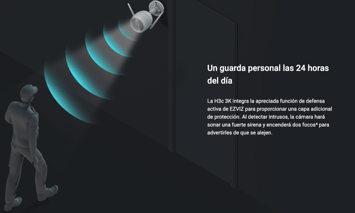 Camara WiFi 3K H3C IR 30m ColorNIGHT Detec personas IA Strobo Exterior, lente 2,8mm9