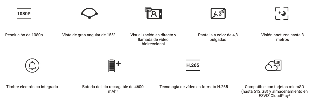 Timbre Inteligente 2MP Inalambrico con Bateria CS-HP4-R100-6E2WPFBS Ezviz3