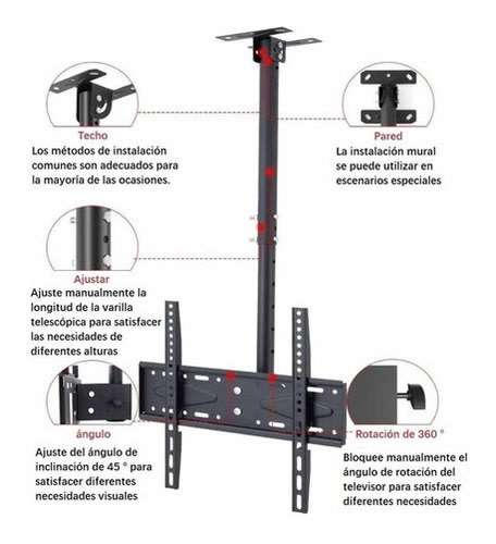 Soporte TV 26”-60” Para Techo, Hasta 45Kg. En Caja.2
