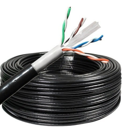 Cable UTP cat6 24AWG Negro 305 mts. Exterior 0
