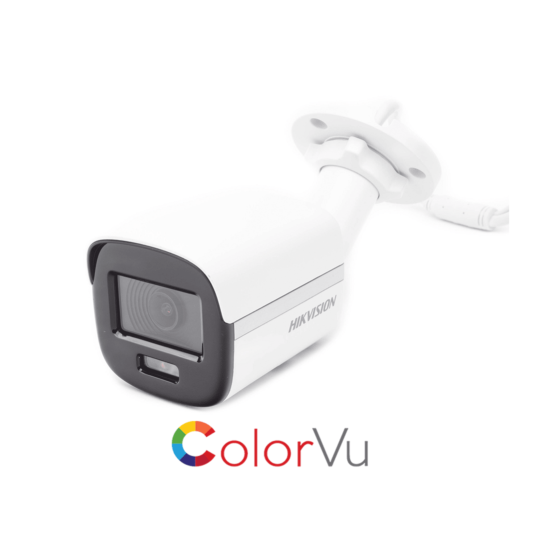 CAMARA BULLET TVI 2MP ColorVu, Luz Blanca IR40m,MODELO DS-2CE12DF0T-F 2.8mm Hikvision2