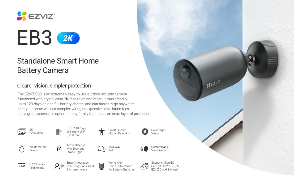Camara WiFi 2K IR15M Con Bateria CS-EB3-R100-2C3WFL Ezviz4