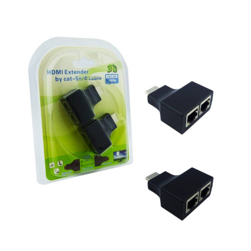 Extensor De HDMI A Doble Cable LAN De Red UTP RJ-45 Hasta 30 Metros. 0