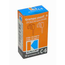 GRAMPA Negra 6x6mm Clavo-15x2mm Zincado Sujeta-Cable Coaxial, KALOP 50-UN C63