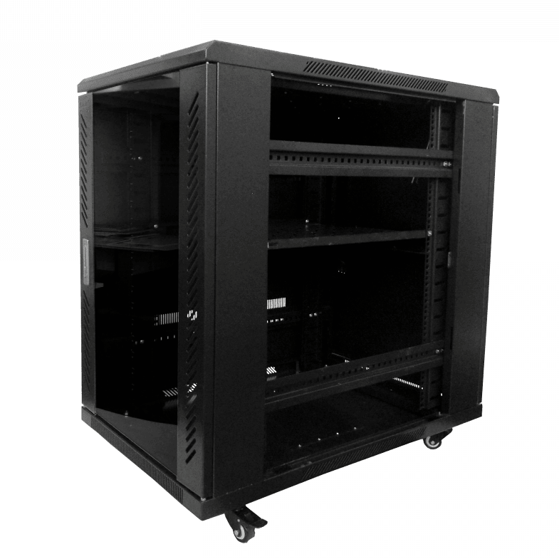 Rack /Gabinete 18U 90CM-FONDO RACK PISO C/PDU-VENT NEGRO 0