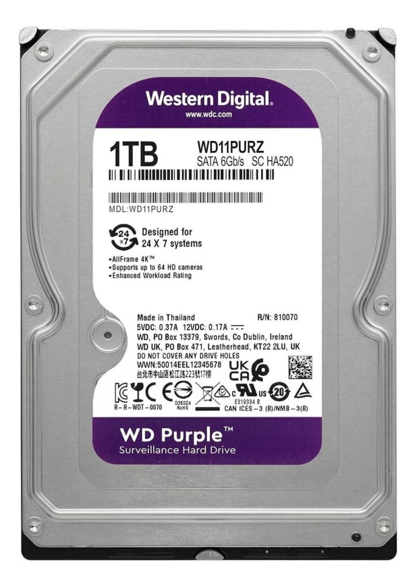 Disco duro Púrpura 1TB, para videovigilancia WD Purple WD11PURZ 0