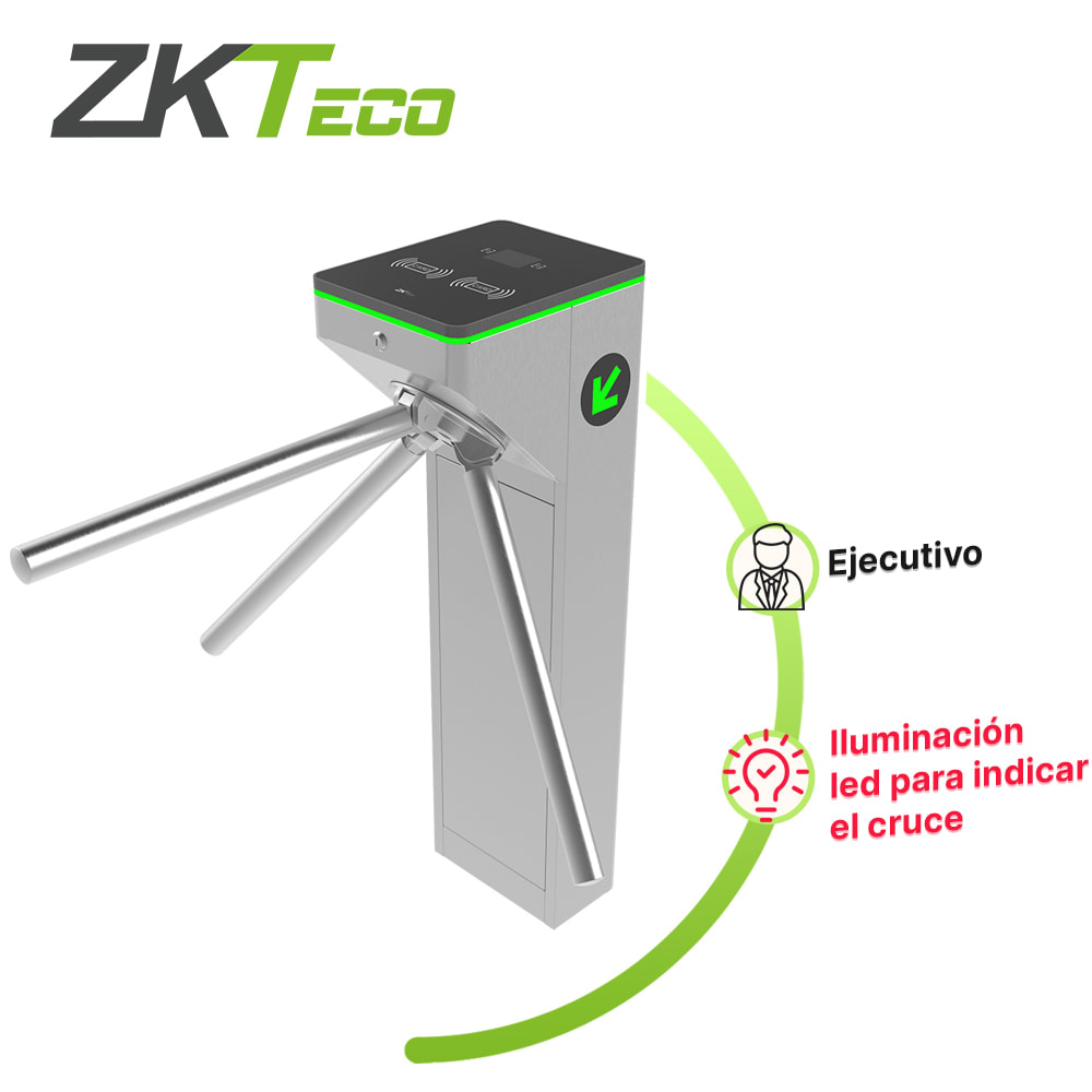 Torniquete Bidireccional ZKTeco Acero Inoxidable y Acrílico, Brazo Colapsable2