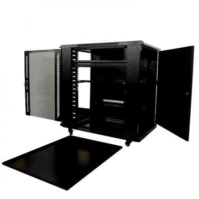 Rack /Gabinete 18U 90CM-FONDO RACK PISO C/PDU-VENT NEGRO3
