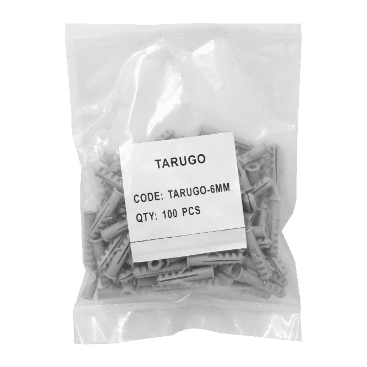 Tarugo 6mm 100-Unids. PVC Gris 6x30mm Tornillo-4x322