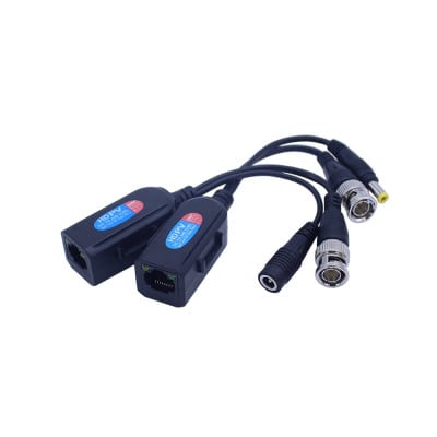 Video Balun RJ45-H BNC-M UTP Cat5e Cat6 8MP HD Plug-M/H req/12-48Vdc2