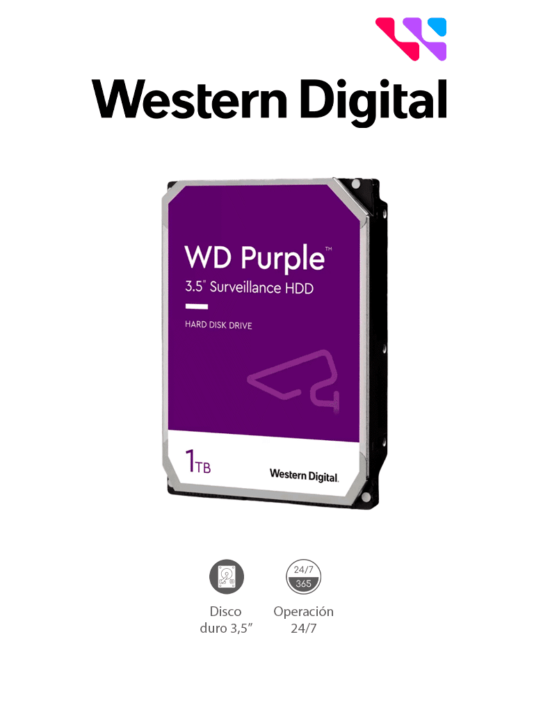 Disco duro Púrpura 1TB, para videovigilancia WD Purple WD11PURZ2