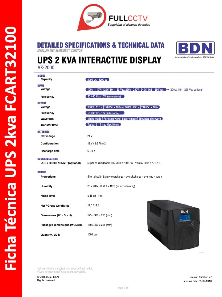 UPS BDN INTERACTIVA TORRE4