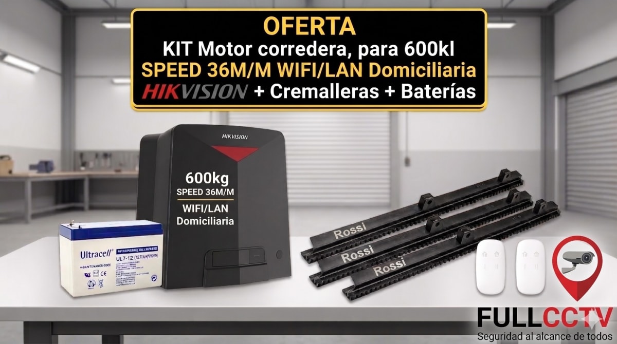 KIT Motor corredera, para 600kl SPEED 36M/M WIFI/LAN Domiciliaria HIKVISION + Cremalleras + Baterías 0