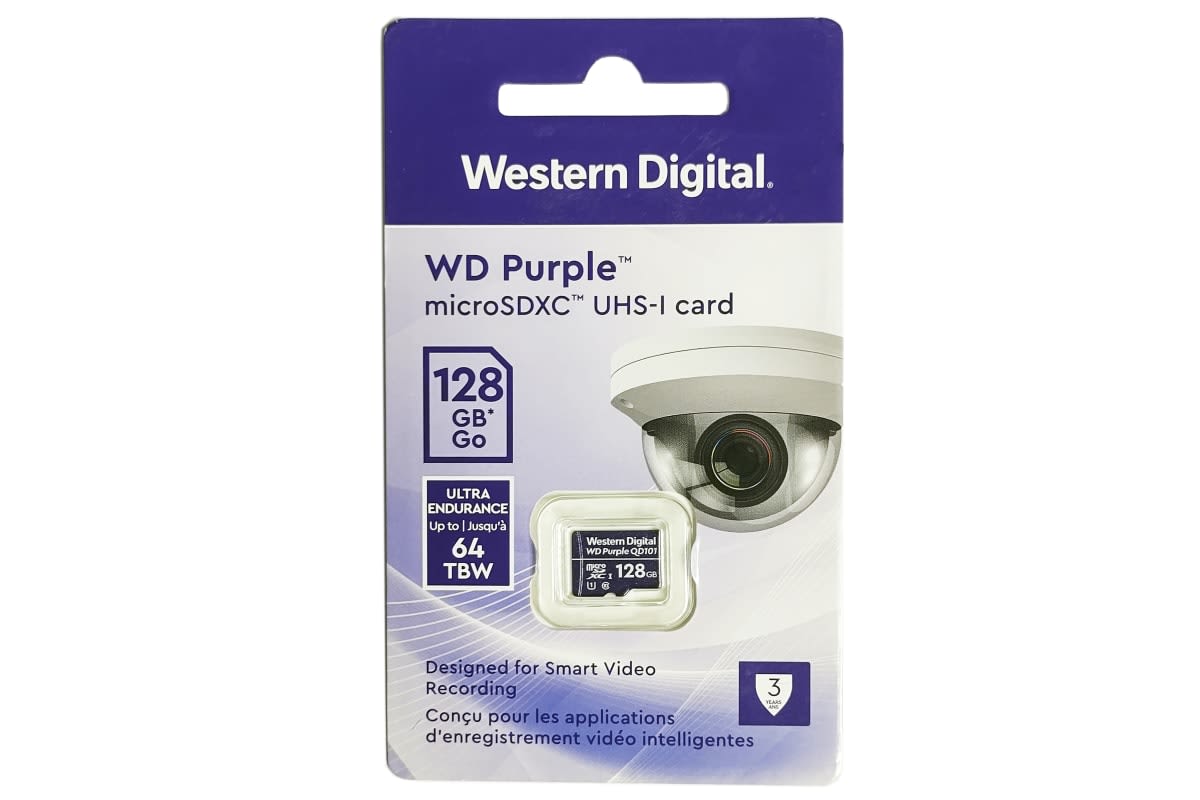Tarjeta de Memoria 128G microSD  WD Purple SURVEILLANCE CLASE 102