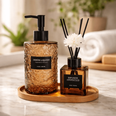 Dispensador Jabon Y Difusor De Varillas flor1