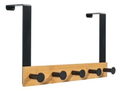 Perchero De Puerta Colgante 5 Ganchos Bambu1