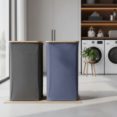 Canasto Plegable Ropa Sucia 100l Con Mango Bambu Y Malla1