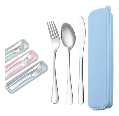 Set Cubierto Acero Inox Estuche Servicio Portatil Lonchera1