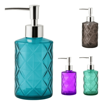 Dispensador De Jabon Liquido Vidrio Texturado Diamond 330 Ml1