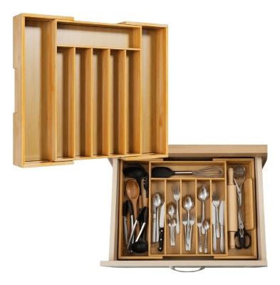 Organizador Cubierto Para Cajon Bambu Extensible 8 Division1