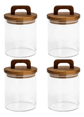 4 frascos Cilíndrico 10cm tapa con asa acacia1