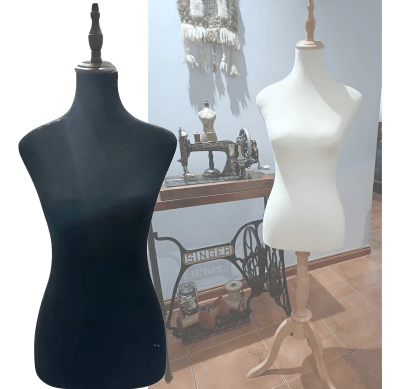 Torso Maniqui De Dama Costura Sastre Pedestal Madera Velvet1