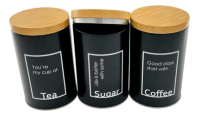 Set 3 Recipientes  Hierro Lata Cafe Te Azucar Con Tapa1