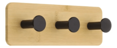 Colgador De Pared 3 Ganchos Madera Metal Bambu1