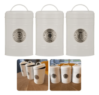 Set 3 Pote Lata con lata Cafe Te Azucar - metal1