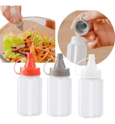 Pack de 3 Mini Botellas Para Salsa Aderezo Aceite Condimento
