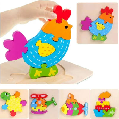Kit 5 Puzzle De Madera 3d Rompecabeza Juguete Didactico Niño