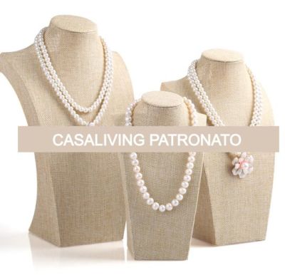 Exhibidor Cuello Para Collar De Tela Beige Chico1