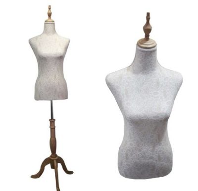 Maniquí Torso Vestido Pedestal Madera1