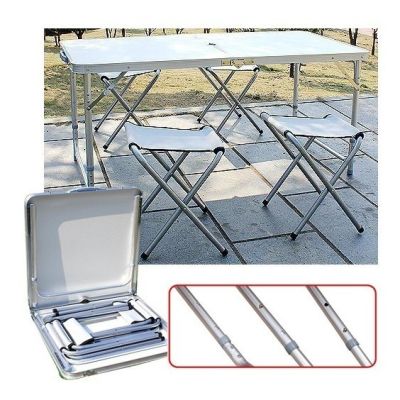 Mesa Camping Plegable Simple 120x60cm + 4 Sillas Mesa Camping Plegable Simple 120x60cm + 4 Sillas