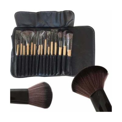 Set 15 Pinceles Y Brochas Maquillaje Estuche Negro
