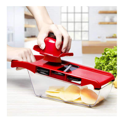 Picador Cortador Rallador Multiuso Rojo Verduras Fruta2