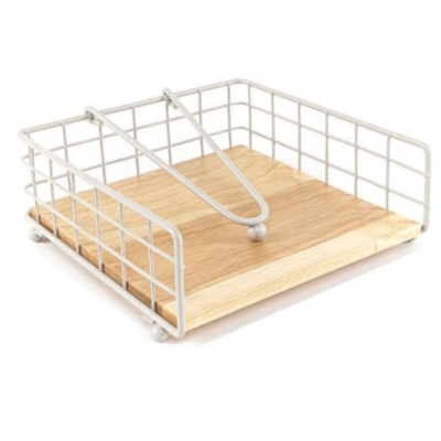 Servilletero Madera Acero Inoxidable Servilletas Cocina1