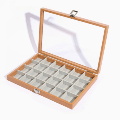 Exhibidora Bandeja De Joyas 30 Divisiones Madera Con Tapa1