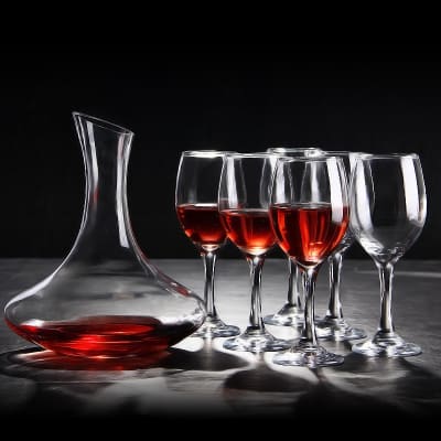 Decantador y Aireador de vino Vidrio copas2