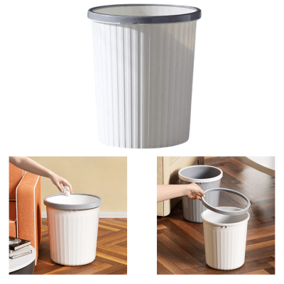 Basurero Plástico Cocina Baño 12 Litros Color Blanco/gris