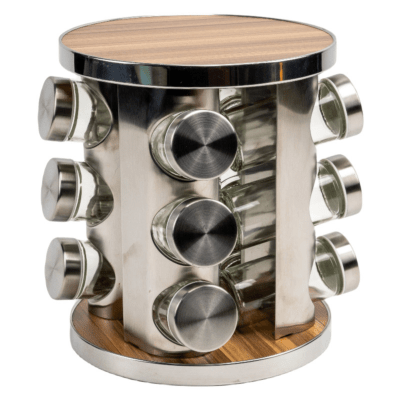Especiero Condimentero Giratorio 12 Frascos Acero Inoxidable3
