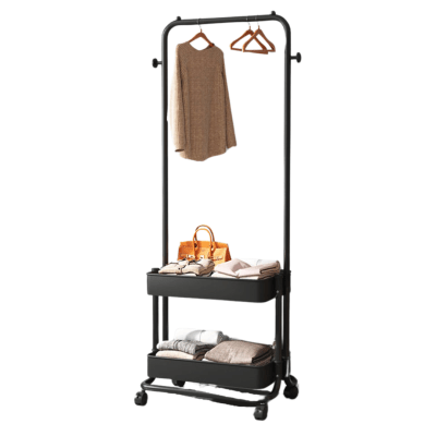 Perchero Organizador Con Ruedas De Ropa Con Cestas1