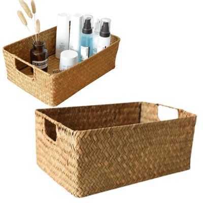 Cesta Organizadora Mimbre Almacenamiento Decoracion 37x26x12