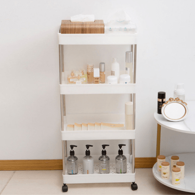 Mueble Organizador Con Ruedas 4 Estantes 87x13x40cm