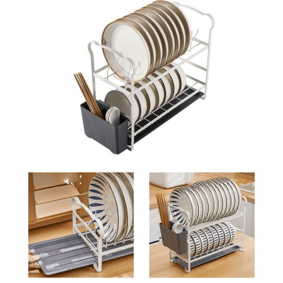 Escurridor Secaplatos Simple 2 Niveles Color Negro/blanco1
