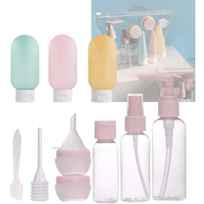 Set De Botella Viaje Dispensadora 8 Contenedores Accesorios1