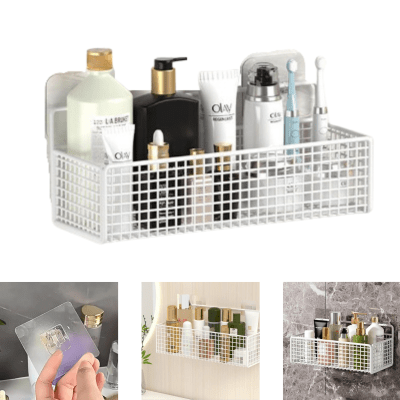 Cesta Estante De Ducha Organizador Adhesivo Cocina/baño1