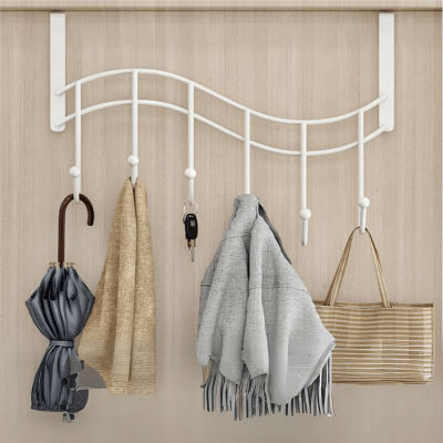 Perchero Puerta Colgador De 6 Ganchos Metalico Blanco/negro2