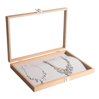 Joyero Exhibidor Mostrador Collar Tapa De Vidrio 35x24x4,5cm1