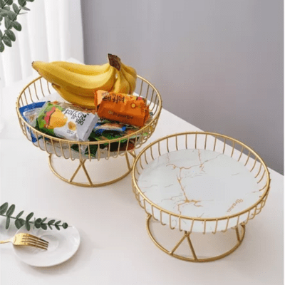 Cesta De Frutas Hierro Vidrio Moderna Elegante Frutero3